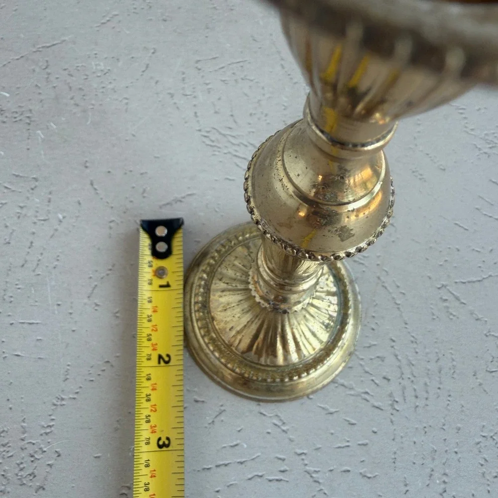 Hosley Solid Lacquered Brass Fluted Candlestick Holders Pair BS 5890 India 7.75